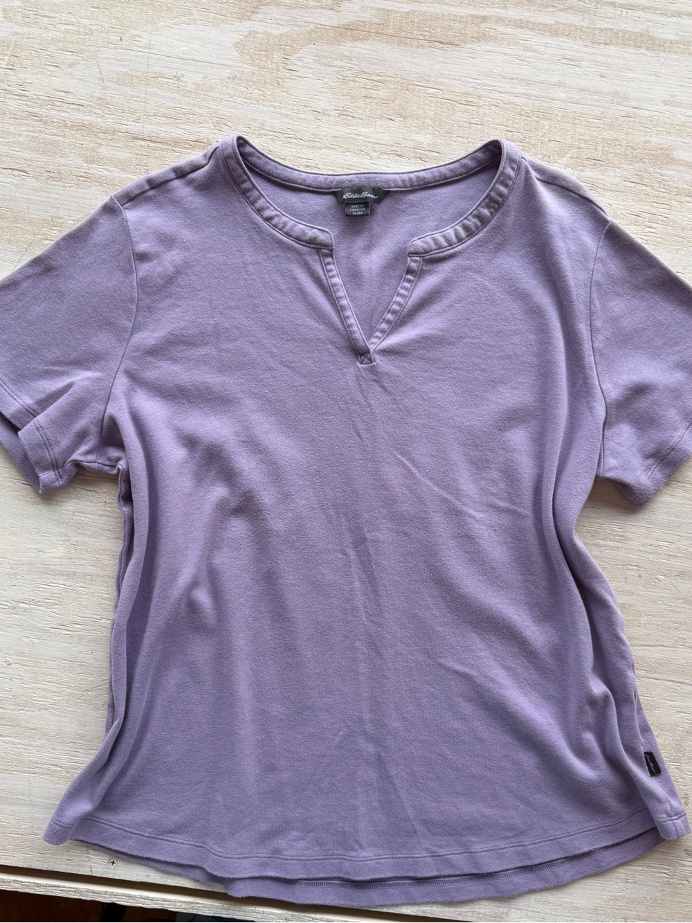 Eddie Bauer 100% Pima Cotton Purple Short-Sleeve Notch-Neck Tee